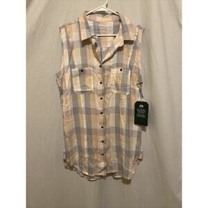 Stillwater Supply Co. Women’s XL Plaid Shirt Sleeveless Button Pockets NWT